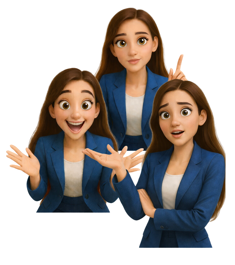 Three expressions of Melinda representing inner connection